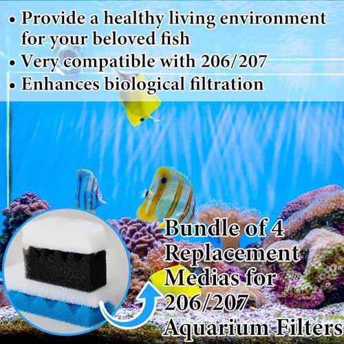 Threlaco 32 Pcs Aquarium Media Kit Compatible with Fluval 206/207 Canister Filter, Including Foam Pad, Water Polishing Pad, Activated Carbon, Ceramic Rings, Mesh Bags, Silicone Lube - style: 206/207
