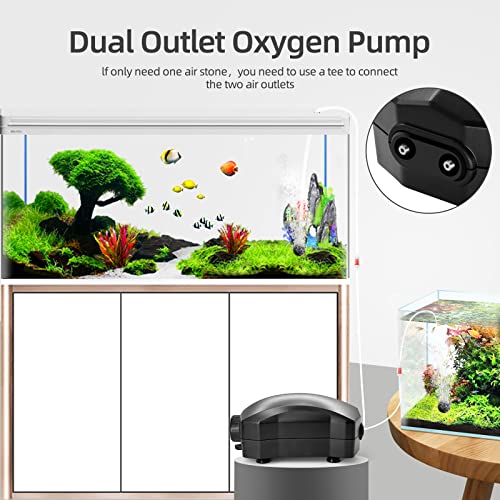 Aquarium Air Pump Single Outlet/Dual Outlet Adjustable Aerator with Accessories for 10-100 Gallon Fish Tank - style: M-300 5W (30-60gal)