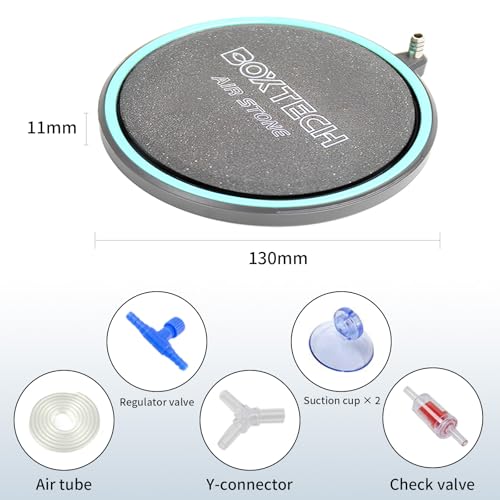 UPETTOOLS 5.2 Inch Air Stone for Aquarium – High Output Dissolved Oxygen Diffuser with Control Valve, Ultra-Quiet Nano Bubble Airstone for Large Fish Tanks, Breeding Tanks, Reef & Hydroponic Systems - size: 5.2 inch