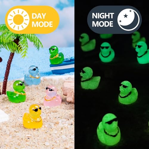 150 Pcs Luminous Mini Resin Ducks Colorful Tiny Small Plastic Ducks Figures to Hide Little Resin Duck Bulk for Miniature Landscape Aquarium Potted Dollhouse Fairy Garden Accessories Decorations. - style: The Sunglasses Duck 150PC