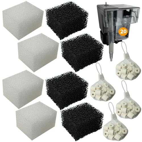 4 Set of Three-Stage Filtration Tank Filter Maintenance Kit, Replacement for AquaClear 20 Power Filter, Fish Tank Filter for 5- to 20-Gallon Aquariums - size: for 20 Power Filter