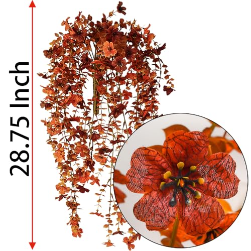 SzJias Artificial Hanging Plants for Outdoor Fall Flowers Hanging Fake Flowers Eucalyptus Leaf Faux Plants for Patio Porch Outdoor Plants Decor (4 Pcs, Fall) - color: Fall