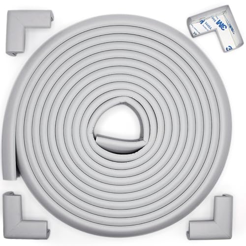 Roving Cove Slimfit Corner Edge Protector for Baby Proofing (Small 15ft Edges 4 Corners), Furniture Safety Bumper Guard, Soft NBR Rubber Foam, 3M Adhesive, Stone Grey - color: Stone Grey, size: Small 15 feet