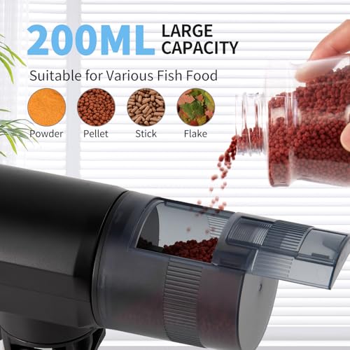 Automatic Fish Feeder for Aquarium: Rechargeable Fish Feeder Dispenser,Moisture-Proof & 200ML Large Capacity Betta Turtle Vacation Feeder,Auto Fish Food Dispenser Timer for Weekends/Business - size: CY-059C