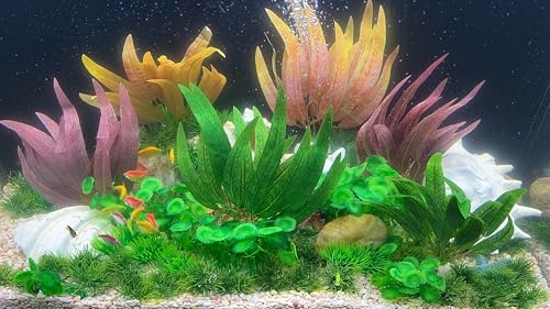 2Pcs Artificial Aquatic Plants Set - Lifelike Silk Fabric Leaves for Aquarium Decoration, Easy to Maintain, Vibrant Underwater Garden (Orange) - color: Orange
