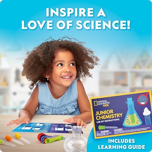 National Geographic Junior Chemistry Set - Complete Early Learning Lab Kit with 50 Science Experiments for Kids and 20+ Lab Tools, Chemistry Set, Science Experiments for Kids 4-6
