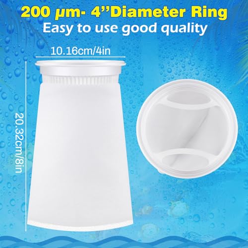 Jecery 8 Pcs 4 Inch Aquarium Filter Socks, 200 μm Ring Felt Filter Bags 4 x 8 inches Sump Socks for Saltwater Aquarium Fish Tank Freshwater - size: 4 x 8 inches