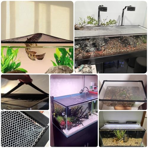 LZMZMQ Magnetic Aquarium Cover Fish Tank Lid, Home Fish Tank Protector from Cats, Square Terrarium Top Covers Anti-Fish Jump Net with Corner Handles(L45xW25cm)