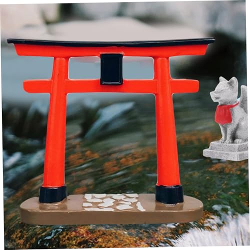 Japanese Garden Decor, Resin Simulation Torii Gate and Fox Statue, Mini Zen Garden Accessories Fox Statues Fox Figurine Aquarium Decorations for Bonsai, Sand Table, Garden, Aquarium, Fish Tank