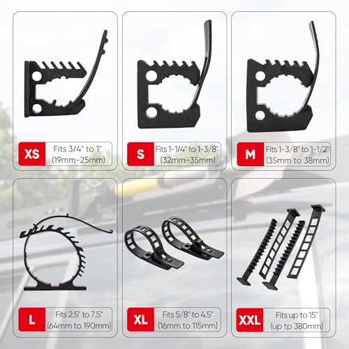 SINOKING Shovel Mount Rubber Clamp for Securing Equipment from 1-1/4" to 1-3/8" in diameter for Home, Garage, Boat, RV, ATV & Off-Road