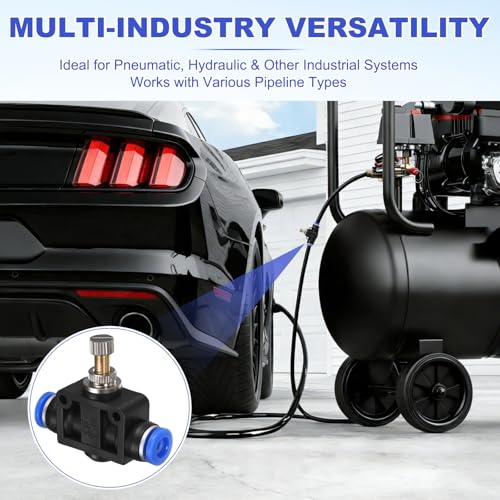 M METERXITY 2-Pack Air Flow Control Valve with Push-to-Connect Fitting, 6mm(1/4") OD Pneumatic Quick Speed Controller Union Straight for Polyethylene/Nylon/PU Pipes - size: 6mm(1/4")