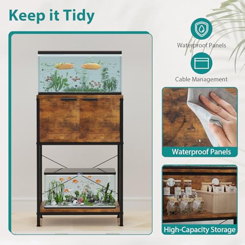 5-10 Gallon Fish Tank Stand, Aquarium Stand with Cabinet Storage for Aquarium Stand, Cabinet for Fish Tank Accessories Storage, Heavy Duty Tank Stand for Home Office Turtle Reptile Tank Stand - color: Brown