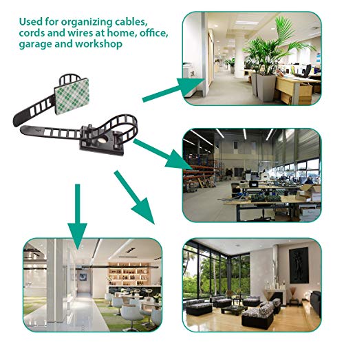 200 Pieces Cable Management Desk Wire Organizer Cable Ties Zip Ties Adhesive Cord Clips Cord Keeper Desk Wire Management - size: 200 Pieces