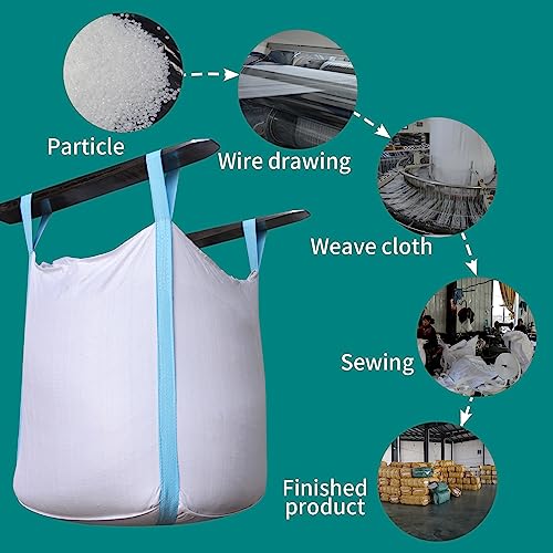 2 Pack FIBC Bulk Bag, Flexible Bulk Bags1.5 Ton Bag, 35"L x 35"W x 43"H, 3300lbs SWL, Duffle Top Flat Bottom Heavy Duty, Woven Polypropylene Waste Bag