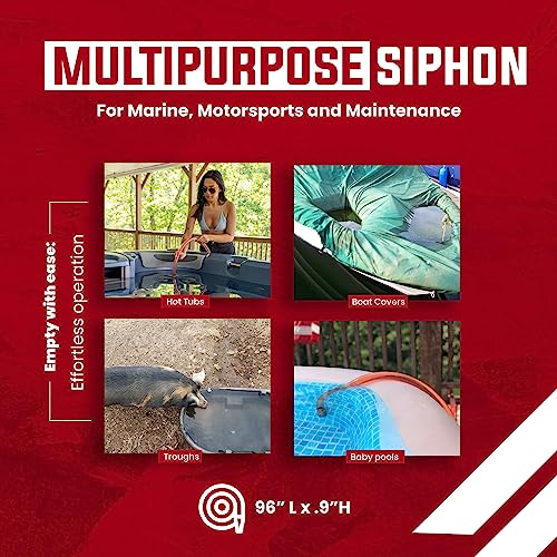 3/4” x 8’ Self-Priming Shaker Jiggler Siphon Hose, FlowPro Siphon Gas & Fuel Transfer Pump, Gas Can Siphon for Boats, Jet Ski, Pontoon. Water Siphon Pump for Hot Tub Drain and Cold Plunge | 7 GPM - size: 3/4” x 8 Foot