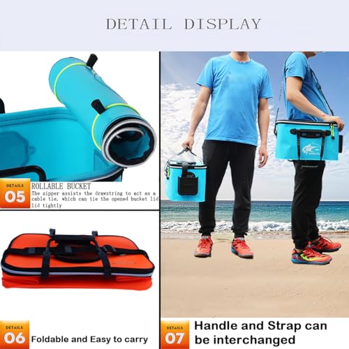 Grneric Fishing Bucket, 6Gallon/8Gallon/10Gallon Foldable Fish Bucket,Live Fish Container Multi-Functional Live Fish Bait Bucket,Outdoor Camping EVA Fishing Bag and Fish Protection Bucket - color: 23l/6gallon(blue)