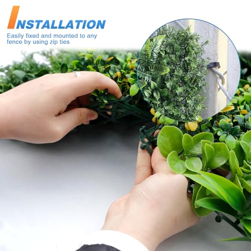 TANG 20"x20"-1PC Artificial Greenery Boxwood Panels Grass Wall Panel, Faux Privacy Fence Ivy Screens Backdrop Fake Hedge for Indoor Outdoor Wedding Décor, Style-8 - color: 20"x20" Panel-8, size: 20"x20"