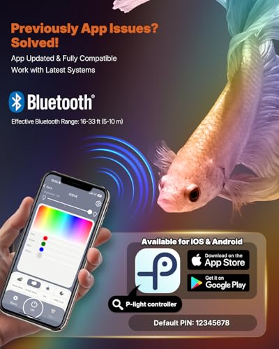 Pawfly Aquarium Light, 6 W Bluetooth Fish Tank Light, Full Spectrum Clip On Aquarium Lights for 1-5 Gallon Tanks, USB 24/7 LED Lights with Timer & Adjustable Brightness (Adapter Not Included)