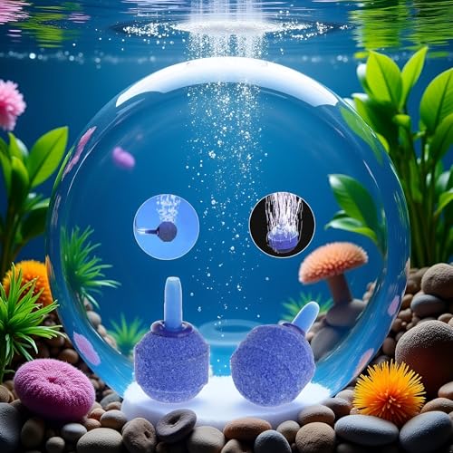 Blue Ball Shape Airstones, Air Bubble Increaser for Aquarium Fish Tank Oxygen Adjustable Stone Ball Air Pump Accessory Aquarium Pumps and Filters