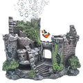 Ancient Castle Ruins Aquarium Ornament, Resin Fish Tank Decoration with Moss Accents, Hidden Cave Shelter for Betta Fish, Breeding & Hiding Habitat Decor, Black