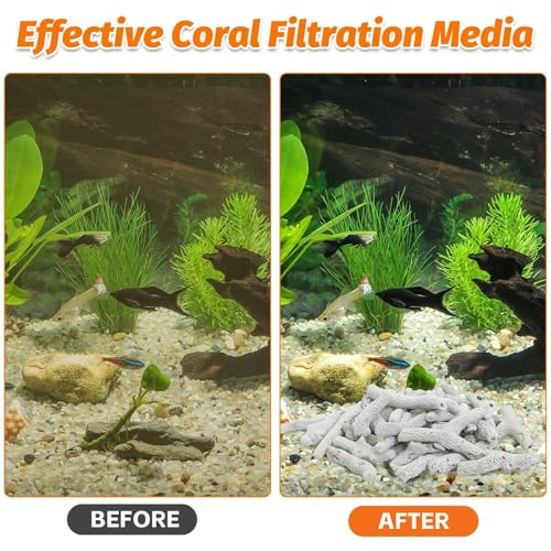1.1lb/500g Crushed Coral for Aquarium Reusable Crushed Coral for Freshwater Aquarium with Mesh Bag Fish Tank Filter Media to Raise pH Filter Media