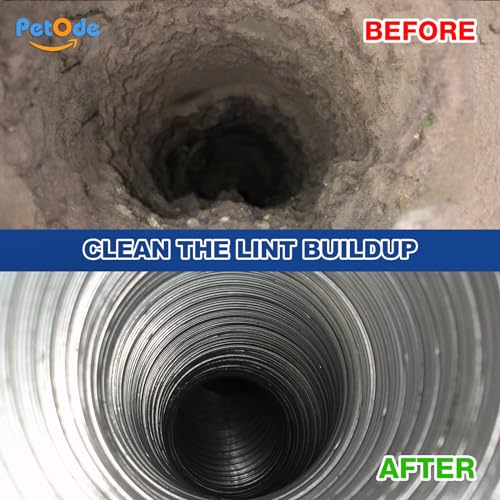 PetOde 42-Feet Dryer Vent Cleaner Kit, Lint Remover，Upgraded Flexible Quick-Snap Brush with Drill Attachment,Extends Up to 42 FEET for Easy Cleaning，Cleaning Tools Use with/Without a Power Drill（New） - size: 42-FEET