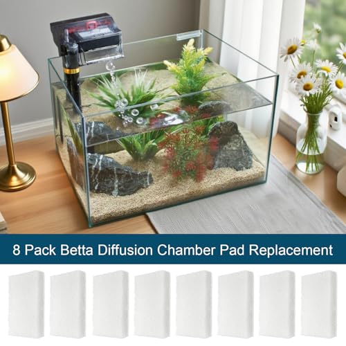 8 Pack Betta Diffusion Chamber Pad Replacement Compatible with Fluval Betta Tank Filter, Aquarium Filter Media for Betta Premium Aquarium 2.6 Gallon