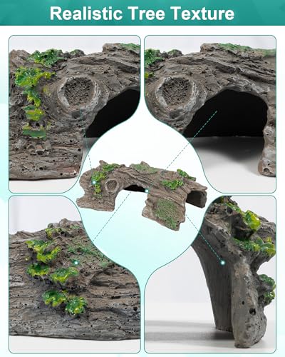 TRUVIC Fish Tank Decorations - Aquarium Cave Decor, Resin Hollow Tree Trunk Reptile Hide & Betta Log Hideout for 20 Gallon Tank, Fish Accessories Shelter Cave - color: Wood S