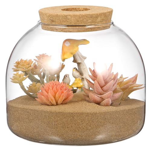 Yardwe Glass Terrarium Jar with Stopper 5.90In Hydroponic Plant Container Miniature Garden Vase Clear Glass Terrarium for Home Office Decoration