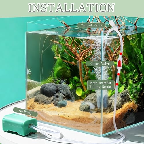 WishLotus Air Stones for Fish Tanks, 8/10cm Round Oxygen Diffuser Aquarium Air Stone with Check Valves and Control Valves Aquarium Bubble Disc for Fish Tank Small Ponds (10 cm) - color: 10 cm