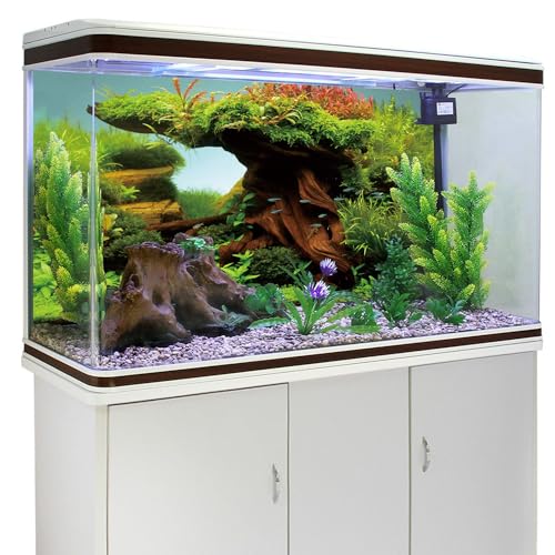 AWERT 48x24 inches Wood Fish Tank Background Seaweed Aquarium Background River Bed & Lake Aquarium Background Vinyl Background - size: 48x24in/120x60cm