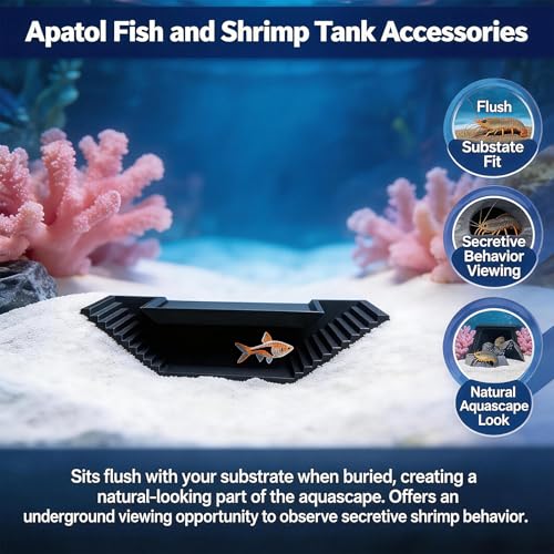 Shrimp Cave, Aquarium Tunnel with 2 Entrances, Shrimp Tank Accessories Hideout Viewing Cave for Small Fish