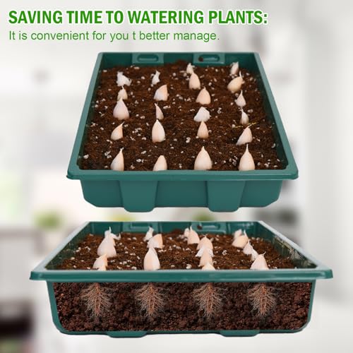 YoleShy 10 Pack Seed Starter Tray Reusable Plastic Plant Seedling Starter Trays Thickened Sturdy Durable for Germination Growing Microgreens Planting Propagation, Without Drain Holes, 14.5"x9", Green - size: 10 Pack - Green