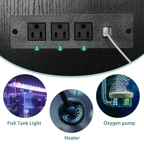 YITAHOME 90-120 Gallon Reptile Tank Stand with Power Outlet & LED Light, Heavy Duty Aquarium Stand w Accessories Storage Cabinet - Metal Fish Tank Stand for Turtle, Reptile, 2000LBS Capacity, Black - color: Black, size: 120 Gallon