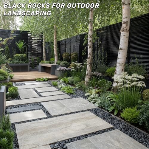 NUPICK 45lb Black River Rocks for Outdoor Landscaping, 1-2 Inch Pebbles for Indoor Plants, Natural Polished Aquarium Gravel, Decorative Rocks for Succulent, Garden, Vases Fillers, Bird Baths - color: Black, size: 1-2"-45lb
