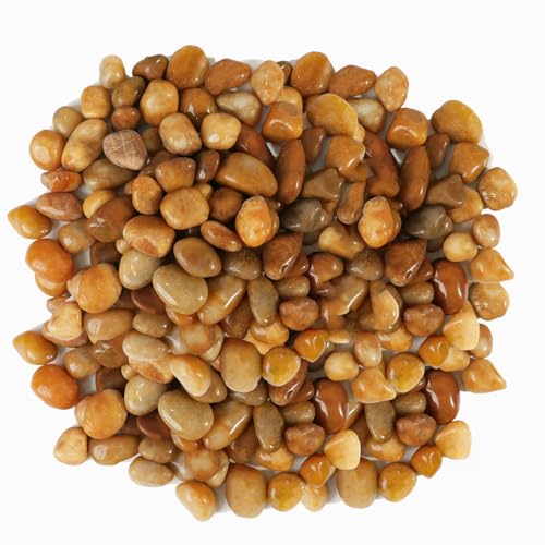 12 LBS River Rocks, StoneCreek, Decorative Garden Stones for Plant Landscaping, Polished Gravel Filler Pebbles for Home Decoration, Vases, Succulents, Flower Beds and Fish Tanks (Pale Yellow, Medium) - color: Pale Yellow, size: 12 LBS