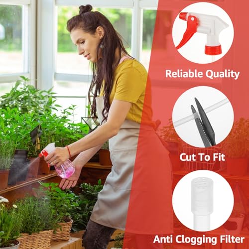 50 Pack Red Spray Bottle Triggers, 28-400 PP Spray Bottle Nozzles with Tubes, Bottle Spray Nozzle Replacement Tops for Cleaning Bottles, Garden Sprayers and Refill Stations - color: Red