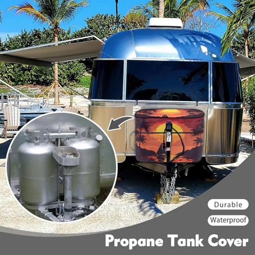 Boat Palm Double 20lb RV Propane Tank Cover Heavy Duty Propane Gas Cylinder Cover Dust-Proof All Weather Protection - color: Boat Palm, size: S(20LB)
