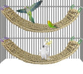 2Pcs Bird Seagrass Mat 30 × 7" Natural Grass Woven Net Hammock with Hooks Climbing Rope Ladder Chew Toys Hanging on Parrot Cage for Lovebird Pigeon Cockatiel Conure Budgie Cockatoo - size: 2Pcs 29.5×7"