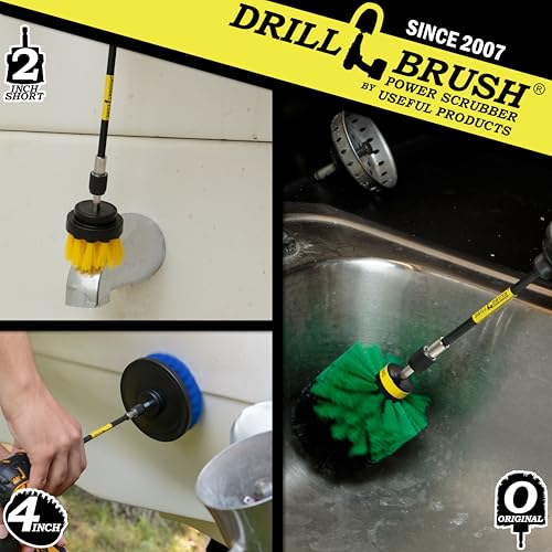 Drillbrush Shower Scrubber Drill Attachment - Car Detailing Tools - Dishwasher Safe Drill Brush Scrubber For Cleaning Tubs, Sinks, Tile, Grout, Flooring, Carpet, Leather, Seats, Boats, Kitchens, Ovens - color: Yellow, Green, Blue