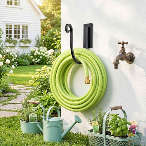 Hose Holders Wall Mount （Metal/8-Inch） Heavy-Duty Garden Hose Hangers Outdoor, Hand-Forged Hose Racks Mount, 2PCs - color: A-2PCs