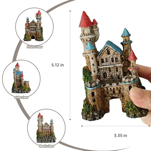 Aquarium Castle Decor – Resin Medieval Fish Tank Decorations with Hiding Holes, Betta Fish Tank Accessories Ornaments, Large Aquarium Decor, Gift for Kids & Fish Lovers - color: Castle C