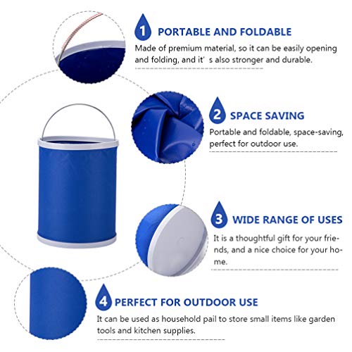 Wakauto Collapsible Water Bucket Folding Bucket Portable Water Storage Container Wash Basin Foot Bath Tub for Fishing Camping Travel Gardening Blue 9L - color: Blue 13l