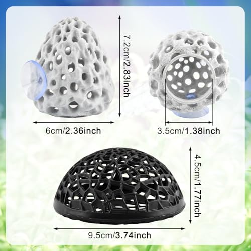 Shrimp Dome Hide, Be-TTA Habitat Fish Tank Tunnel, Aquarium Ornament Shrimp Hides with Suction Cup, Hollow Hemispherical Stealth Cave for Fish Tank Decor, Hiding & Resting(White)