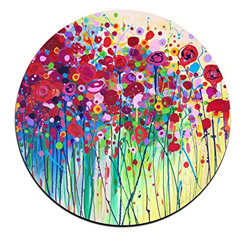 Colorful Watercolor Flowers Round Coaster Set - Made of Recycled Rubber - Set of 4 - color: Colorful Watercolor Flowers