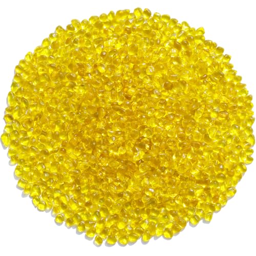 QYGL Sea Glass Stones - Yellow Clear Glass Pebbles Gemstones - Perfect for Aquarium Rocks, Fish Tank Gravel, Vase Fillers, DIY Crafts, and Home Decor (0.9LB/14oz) - color: Yellow