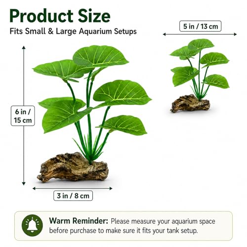 2-Pack Aquarium Decor Fish Tank Decorations 6-inch Betta Fish Tank Plants Leaf Hammock, Artificial Silk Aquarium Plants Betta Tank Accessories, Goldfish, Reptiles Plant Decor Driftwood - color: A (2-pack)