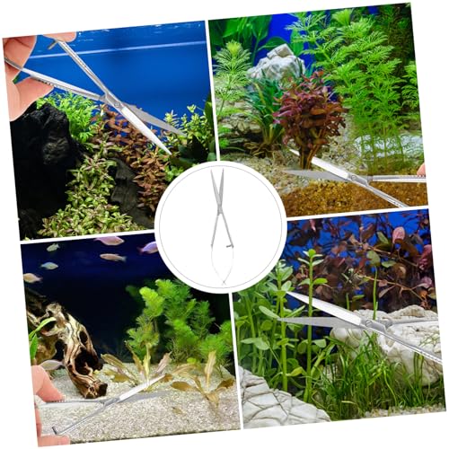 Abaodam Stainless Steel Spring Scissors for Aquatic Plants Portable Aquarium Clipper for Easy Maintenance and Trimming Aquarium Tool for Aquascaping and Fish Tank Care