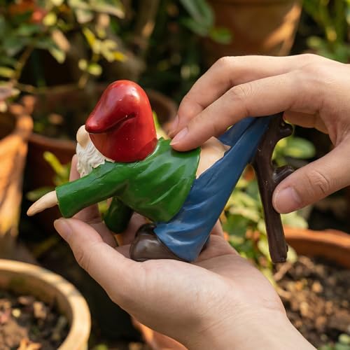 Gnome Statue Gnome Figurine Plant Pot Hanger Hugger, Resin Funny Gnome Ornament Garden Decor for Yard Lawn, Naughty Gift for Plant Parents - style: Gnome