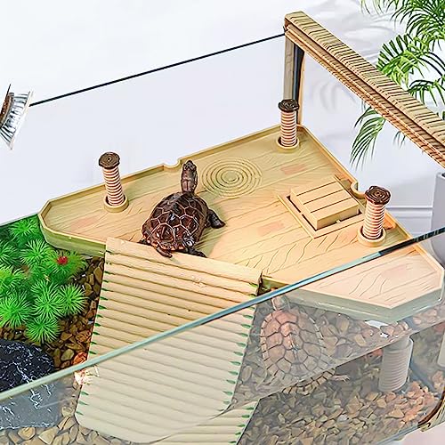 Keedolla Floating Turtle Pier and Basking Platform, Turtle Basking Platform Ramp Tortoise Reptile Floating Docks Climbing Ladder for Crabs, Frogs, Newts, Salamanders - Medium - size: Medium - 20 gallon or larger fish tank